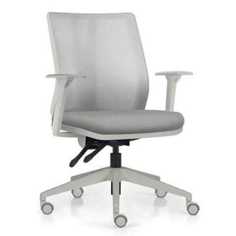 Cadeira de Escritório Giratória Diretor Flow F02 Base Cinza Crepe Cinza - Lyam Decor