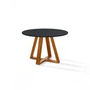 Ver imagem 1 de Mesa Jantar Bela Redonda 105cm Tampo Vidro/mdf Pés Madeira