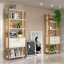Ver imagem 1 de Estantes Sala Industriais com Gavetas Dalla Costa 100% Mdf Cor:off White com Freijó