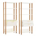 Ver imagem 3 de Estantes Sala Industriais com Gavetas Dalla Costa 100% Mdf Cor:off White com Freijó