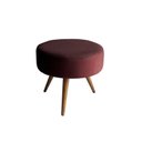 Ver imagem 1 de Puff Decorativo Redondo Pés Palito Suede Cor:Suede - Bordô
