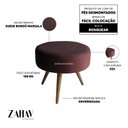 Ver imagem 3 de Puff Decorativo Redondo Pés Palito Suede Cor:Suede - Bordô