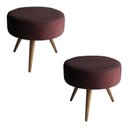 Ver imagem 4 de Puff Decorativo Redondo Pés Palito Suede Cor:Suede - Bordô