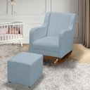 Ver imagem 1 de Cadeira Poltrona Amamentação e Balanço Áquila Plus Boucle Azul Bebe c/ Puff - Anjo de Casa