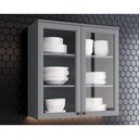 Ver imagem 1 de Armário de Cozinha Modulado Americana 2 Portas Vidro 80cm Cinza - Henn
