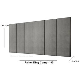 Cabeceira Painel Estofada Cama King 1,95 - Cinza - 3