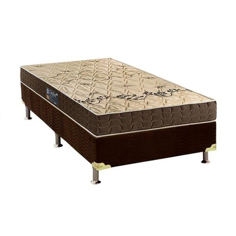 Cama Box Solteiro Colchão Espuma Anjos D28 Confort + Base CRC Suede Brown(88x188)