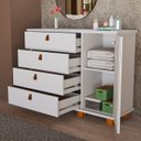 Ver imagem 5 de Cômoda para Quarto Talisma 4 Gavetas com Porta Ripada Sapateira Multiuso Gaveteiro:branco