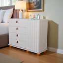 Ver imagem 3 de Cômoda para Quarto Talisma 4 Gavetas com Porta Ripada Sapateira Multiuso Gaveteiro:branco