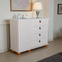 Ver imagem 4 de Cômoda para Quarto Talisma 4 Gavetas com Porta Ripada Sapateira Multiuso Gaveteiro:branco