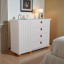 Ver imagem 2 de Cômoda para Quarto Talisma 4 Gavetas com Porta Ripada Sapateira Multiuso Gaveteiro:branco