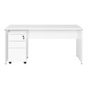 Ver imagem 3 de Escrivaninha 180cm X 70cm Pé Painel Gaveteiro 3 Gavetas F5 Cor:branco