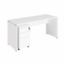 Ver imagem 2 de Escrivaninha 180cm X 70cm Pé Painel Gaveteiro 3 Gavetas F5 Cor:branco