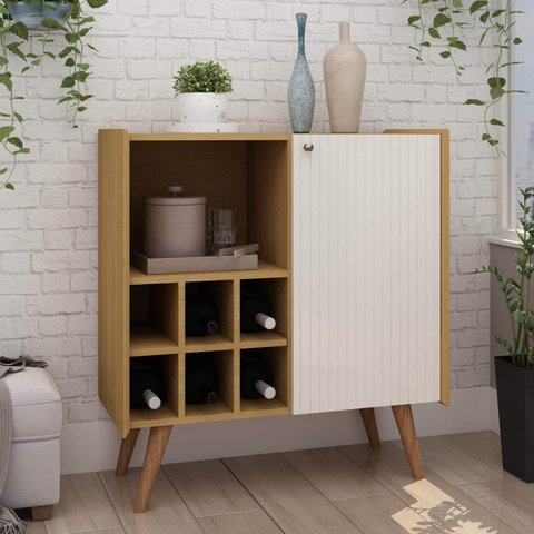 Aparador Adega 1 Porta com Pés de Madeira Maciça 100% Mdf 0574 Vértice Genialflex