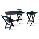 Ver imagem 1 de Jogo De Mesa Dobrável 1,10x70 Com 2 Cadeiras E Mesa Aparador Preto Cor: Preto