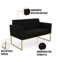 Ver imagem 5 de Kit 1 Sofá Namoradeira e 2 Poltronas Elisa Suede Base Metálica Industrial Dourada D'Rossi Cor