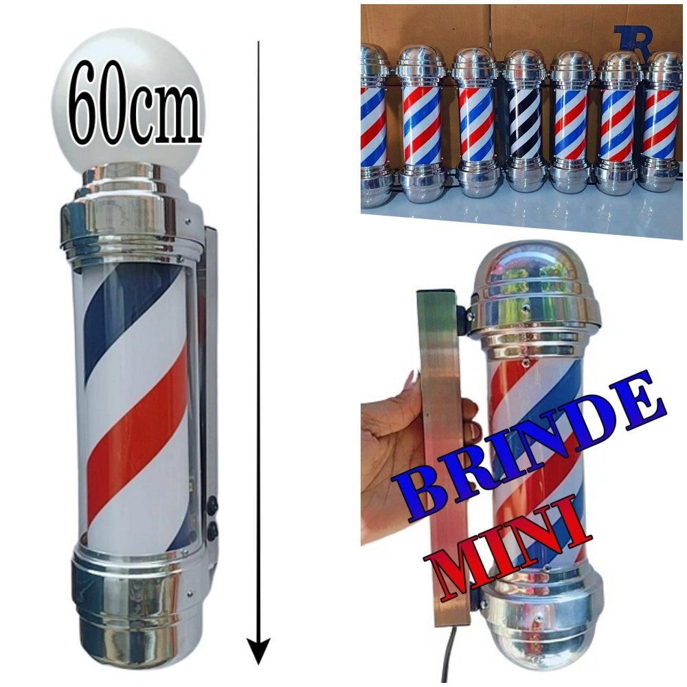 Barber Pole Giratório 60cm Bivolt + Barber Mini 30cm Oferta. - 2