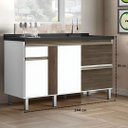 Ver imagem 2 de Gabinete Cozinha 100% MDF Armário Pia 144cm Portas e Gavetas: Avelato/Branco