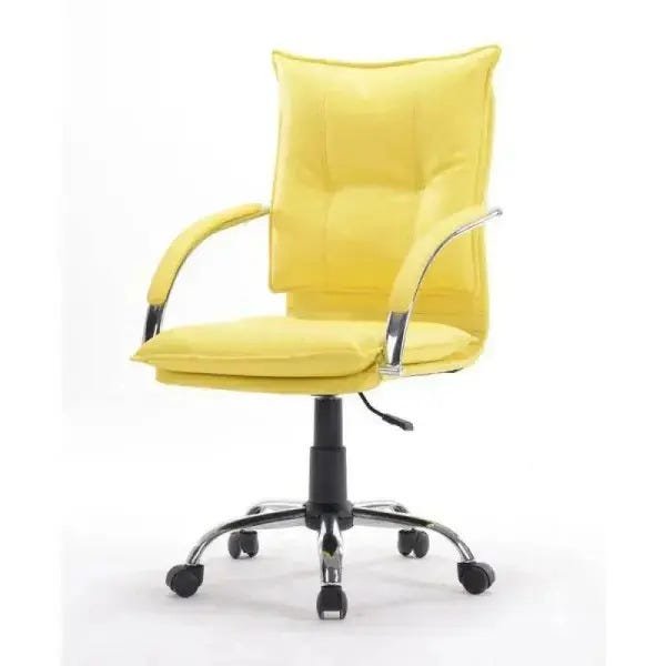 Cadeira Diretor em Couro Pu Amarela Pelegrin PEL-280 - 6