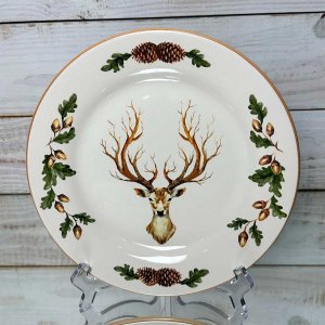 Prato Raso Cerâmica Natal Alce 28cm Luiz Salvador - Unidade