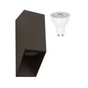 Ver imagem 3 de Arandela Sobrepor Bisel 1 Foco Marrom Parede Fachada + Led Mr16 Br. Quente St3256