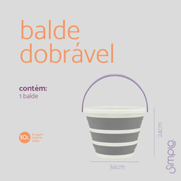 Balde Plástico Dobrável 10l Simplo - Oikos - 3