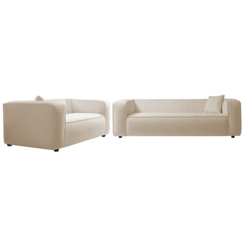 Kit Sofá 3 Lugares 180cm e Poltrona Decorativa Escritório Orgânico Cecília Linho Bege
