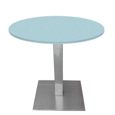 Mesa Quadrada Alpha Inox Prata 73,50 Cm (altura) Tampo Mdp Redondo 60 Cm Cinza (larg)