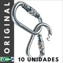 Ver imagem 1 de Kit 10 Mosquetão de Aço Oval Rosca 25kn Nbr Trava Altura