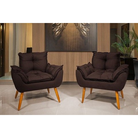 Kit 2 Poltronas Opala Marrom V8 Decor:marrom