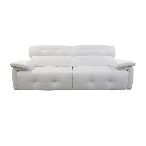Sofá Retrátil e Reclinável de Couro Queen 2,40 M Branco Pigmentado - Mempra Design
