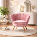 Ver imagem 1 de Poltrona Pétala de Veludo Luxo Decorativa Liberty Móveis Rosa