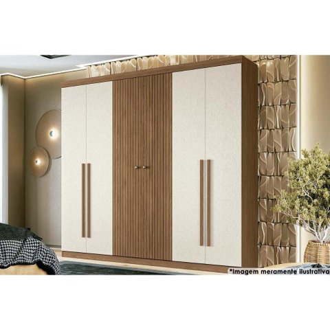 Guarda Roupa 6 Portas e 4 Gavetas Buriti Jatoba/areia - Santos Andirá