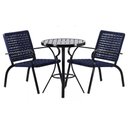 Ver imagem 1 de 2 Cadeiras Corda Náutica e Mesa Tampo Ripado Trama Azul