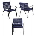 Ver imagem 2 de 2 Cadeiras Corda Náutica e Mesa Tampo Ripado Trama Azul