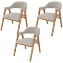 Ver imagem 1 de Kit 03 Cadeiras de Jantar e Estar Living Estofada Nadja L02 Bouclê Creme - Lyam Decor