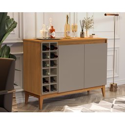 Aparador Buffet 2 Portas com Adega 100%mdf Mônaco:nature Gris - 2
