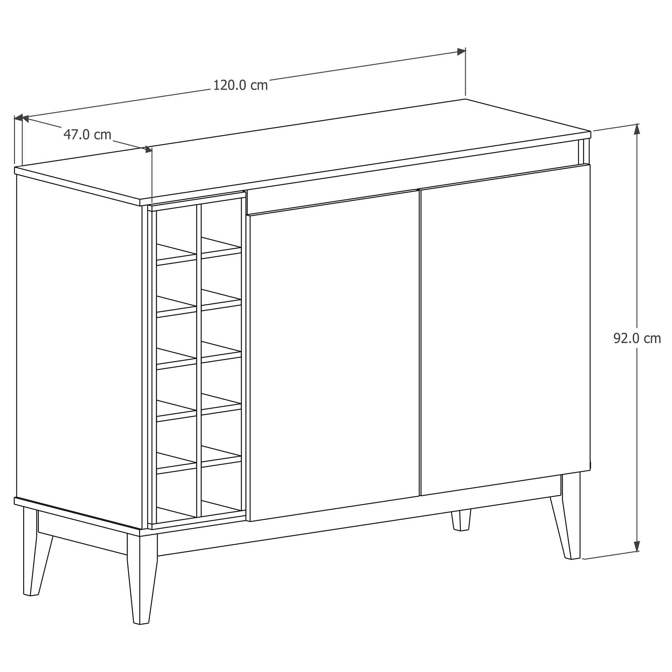 Aparador Buffet 2 Portas com Adega 100%mdf Mônaco:nature Gris - 3