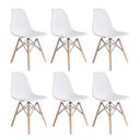 Ver imagem 1 de Kit com 6 Cadeira Eames Eiffel Wood Branca para Sala de Jantar