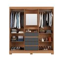 Ver imagem 4 de Guarda-roupa Casal com Espelho 2 Portas de Correr 4 Gavetas Finley 184 Cm - Carvalho C/ Grafite