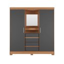 Ver imagem 1 de Guarda-roupa Casal com Espelho 2 Portas de Correr 4 Gavetas Finley 184 Cm - Carvalho C/ Grafite