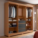 Ver imagem 6 de Guarda-roupa Casal com Espelho 2 Portas de Correr 4 Gavetas Finley 184 Cm - Carvalho C/ Grafite