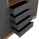 Ver imagem 5 de Guarda-roupa Casal com Espelho 2 Portas de Correr 4 Gavetas Finley 184 Cm - Carvalho C/ Grafite