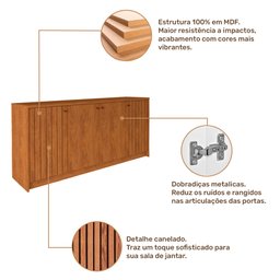 Aparador Buffet Sala de Jantar 4 Portas 100% Mdf Lia Cimol Nature Iii - 4