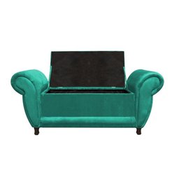 Recamier com Baú Itália Namoradeira Calçadeira Suede Verde Tiffany - 4 Recamier com Baú Itália Namoradeira Calçadeira Suede Verde Tiffany - 4