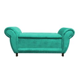 Recamier com Baú Itália Namoradeira Calçadeira Suede Verde Tiffany - 2 Recamier com Baú Itália Namoradeira Calçadeira Suede Verde Tiffany - 2