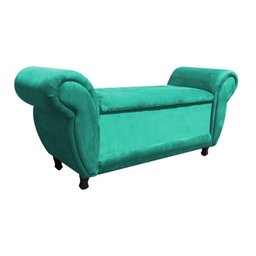 Recamier com Baú Itália Namoradeira Calçadeira Suede Verde Tiffany - 1 Recamier com Baú Itália Namoradeira Calçadeira Suede Verde Tiffany - 1