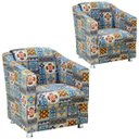 Ver imagem 1 de Kit 2 Poltronas Decorativas Laura Azul Cinza - Lyam Decor