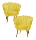 Ver imagem 1 de Kit 02 Poltrona Pétala Pés Palito Suede Amarelo - Fina Mobília