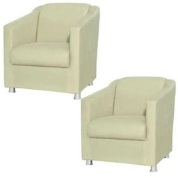 Kit 2 Poltronas Decorativas Laura Suede Bege - Lyam Decor - 1 Kit 2 Poltronas Decorativas Laura Suede Bege - Lyam Decor - 1